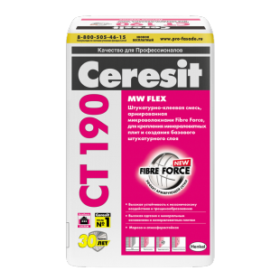 Клей д/плит из мин.ваты Ceresit СТ190 (25кг/48шт)
