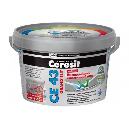 Затирка Ceresit CE43 высокопрочная (ДЫМЧАТО-БЕЛАЯ 02) (2кг/12шт/192шт)